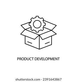 Icono de línea de concepto de desarrollo de producto. Ilustración de elemento simple. Diseño de símbolos de esquema de concepto de desarrollo de producto.