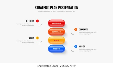 Product Development Four Step Infographic Frame Layout. Company Proposal Slideshow Template Vector Illustration. Investor Visualization 4 Element Diagram Slide Design.