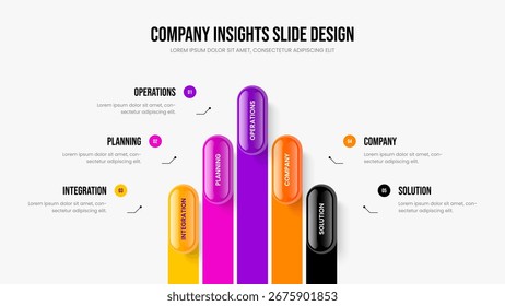 Product Development Frame Layout Vector Illustration. Business Forecast Five Step Diagram Slideshow Template. Service Profile 5 Option Infographic Slide Design.