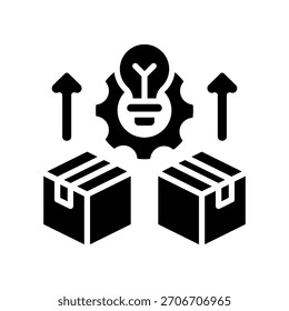 Icono de desarrollo de productos Ilustración vectorial de glifos
