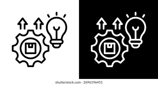 Icono de desarrollo de productos de línea de estilo blanco y negro