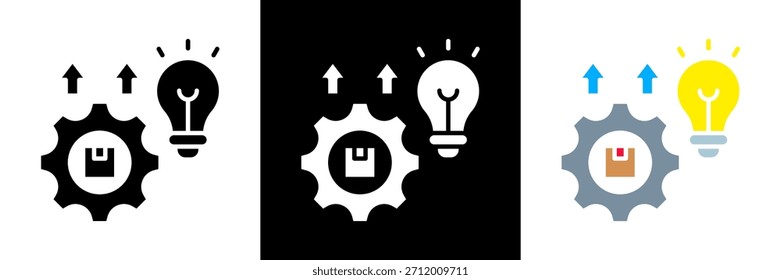 Icono de desarrollo de productos Conjunto de glifos Ilustración vectorial
