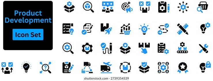 Product development icon set silhouette vector 