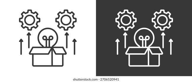 Colección De Vector Del Conjunto Del Icono Del Desarrollo Del Producto Aislada En Blanco Y Negro
