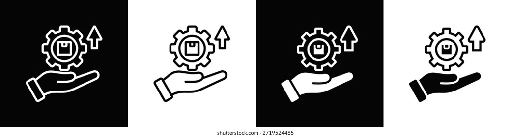 Conjunto de iconos de desarrollo de productos Estilo de fondo blanco y negro