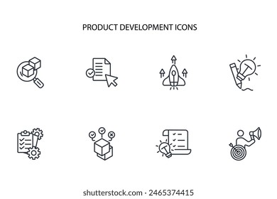 Product development icon set.vector.Editable stroke.linear style sign for use web design,logo.Symbol illustration.