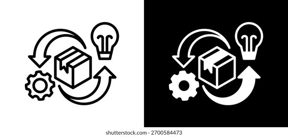 Product Development Icon whiteblack Vector Illustration