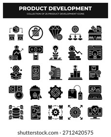Product Development Icons. 25 Essential Glyph Icons for Business