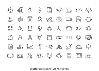 Product Development Line Art Icon Collection – Creative Business, Design and Innovation Set.