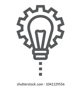 Product Development line icon, development and business, lightbulb in gear sign vector graphics, a linear pattern on a white background, eps 10.
