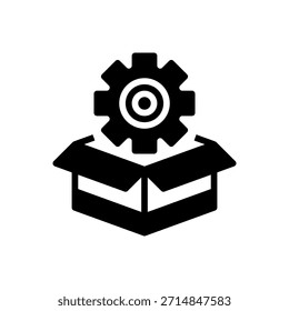 Icono de línea de desarrollo de productos, símbolo de esquema para la fabricación de artículos, proceso de ingeniería, ensamblaje creativo, fabricación de Industriales y creación de objetos. Icono de signo de Vector.
