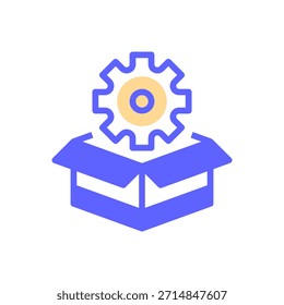 Icono de línea de desarrollo de productos, símbolo de esquema para la fabricación de artículos, proceso de ingeniería, ensamblaje creativo, fabricación de Industriales y creación de objetos. Icono de signo de Vector.