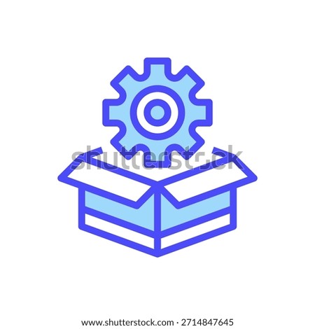Product Development Line Icon, Outline Symbol for Item Manufacturing, Engineering Process, Creative Assembly, Industrial Fabrication, and Object Creation. Vector Sign Icon.