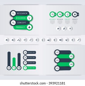 Product development timeline, infographic elements, step labels, 1 2 3 4, charts, business infographics template, vector illustration
