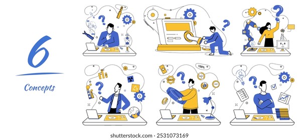 Ilustración vectorial de desarrollo de productos. El desarrollo de productos es un lienzo donde el artista pinta el progreso del retrato La creatividad es alquimia que transforma las ideas en bruto en un desarrollo de productos exitoso de oro