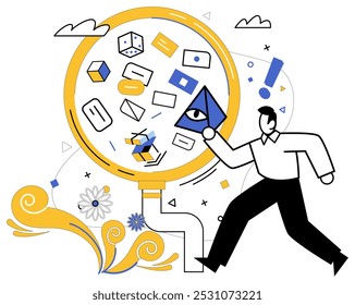 Product development vector illustration. Innovation is architect drawing blueprints for castle product development Planning is compass guiding expedition through uncharted territories creativity