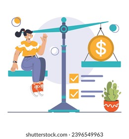 Product differentiation. Product competitive advantages. Price and quality Brand recognition and market niche definition. Flat vector illustration