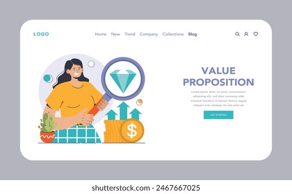 Product differentiation web or landing. Product competitive advantages. Price and quality Brand recognition and market niche definition. Flat vector illustration