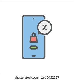 product discount filled outline icon. promotion color line illustration.