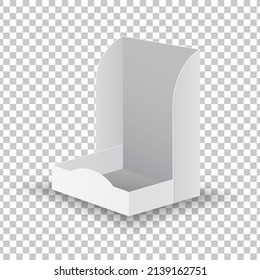 Presentación del producto. Ilustración vectorial 3d aislada en fondo transparente. Camionetas. Contenedor. Publicidad. 