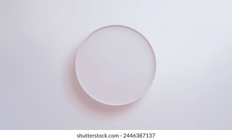 Product display background, flat lay of minimalist white circle on white background