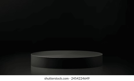 Product display background, minimalist black circle podium, black tone