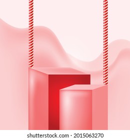 Product display background red with two reds box podium platform theme indonesian independence day