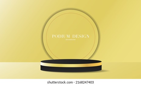 Product display with black and gold  podium on yellow background fresh mind , illustration Vector EPS 10