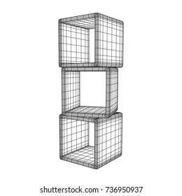 Product display boxes. Wireframe mesh vector. Platform or Stand Illustration. Template for Object Presentation.