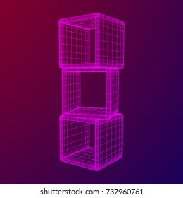 Product display boxes. Wireframe mesh vector. Platform or Stand Illustration. Template for Object Presentation.