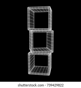 Product display boxes. Wireframe mesh vector. Platform or Stand Illustration. Template for Object Presentation.