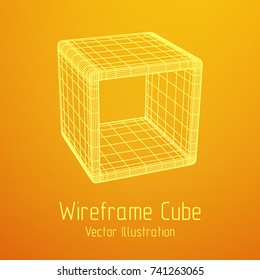 Product display boxes. Wireframe mesh vector. Platform or Stand Illustration. Template for Object Presentation.