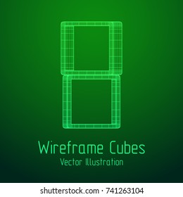 Product display boxes. Wireframe mesh vector. Platform or Stand Illustration. Template for Object Presentation.