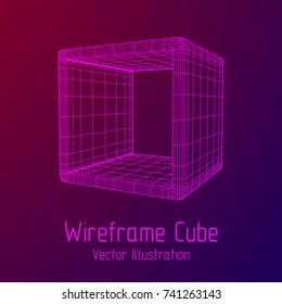 Product display boxes. Wireframe mesh vector. Platform or Stand Illustration. Template for Object Presentation.