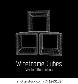 Product display boxes. Wireframe mesh vector. Platform or Stand Illustration. Template for Object Presentation.