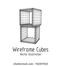 Product display boxes. Wireframe mesh vector. Platform or Stand Illustration. Template for Object Presentation.