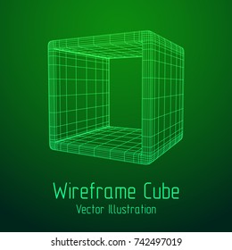 Product display boxes. Wireframe mesh vector. Platform or Stand Illustration. Template for Object Presentation.