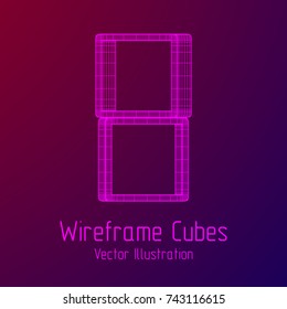 Product display boxes. Wireframe mesh vector. Platform or Stand Illustration. Template for Object Presentation.