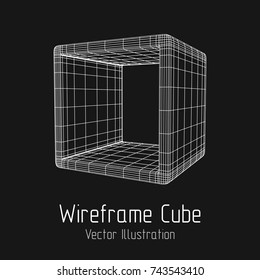 Product display boxes. Wireframe mesh vector. Platform or Stand Illustration. Template for Object Presentation.
