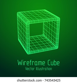 Product display boxes. Wireframe mesh vector. Platform or Stand Illustration. Template for Object Presentation.