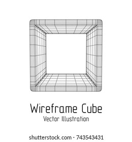 Product display boxes. Wireframe mesh vector. Platform or Stand Illustration. Template for Object Presentation.