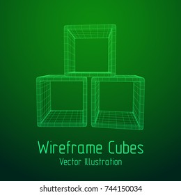 Product display boxes. Wireframe mesh vector. Platform or Stand Illustration. Template for Object Presentation.