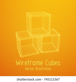 Product display boxes. Wireframe mesh vector. Platform or Stand Illustration. Template for Object Presentation.