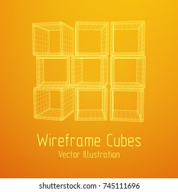 Product display boxes. Wireframe mesh vector. Platform or Stand Illustration. Template for Object Presentation.