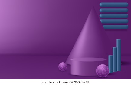 Product display podium decorated. Vector Illustration