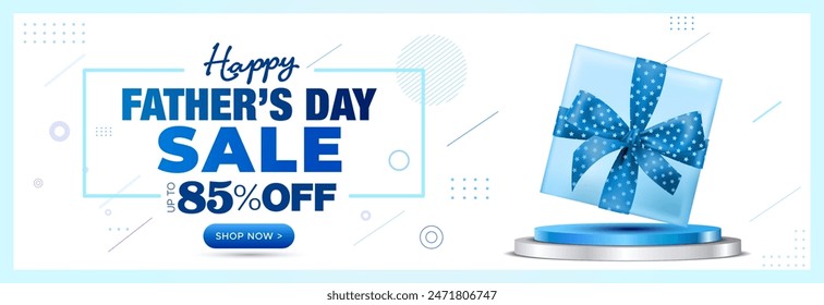 Product display Podium with Father's Day Sale offer and shopping banner.