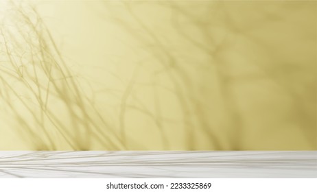 Product Display Room with Natural Tree Shadow. Vector Background of Empty Space. 