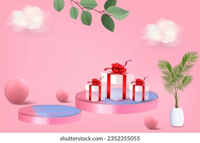 Product display show 3d podium background. Luxury 3d rendering of podium for product presentation.