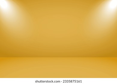 Product display studio: A vector illustration of an empty studio with professional lighting and a luxurious gold background, ideal for showcasing products with elegance and allure.