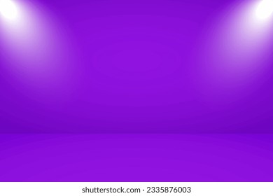 Product display studio: A vector illustration of an empty studio with professional lighting and a captivating purple background, ideal for showcasing products with a touch of elegance and allure.